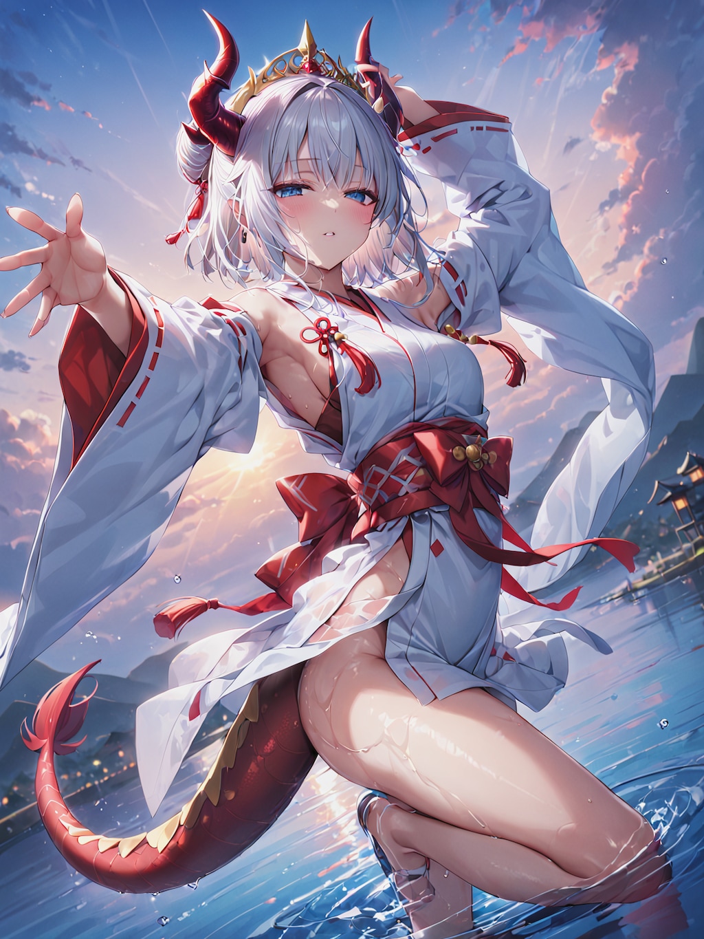 踊りを奉納するドラゴン娘