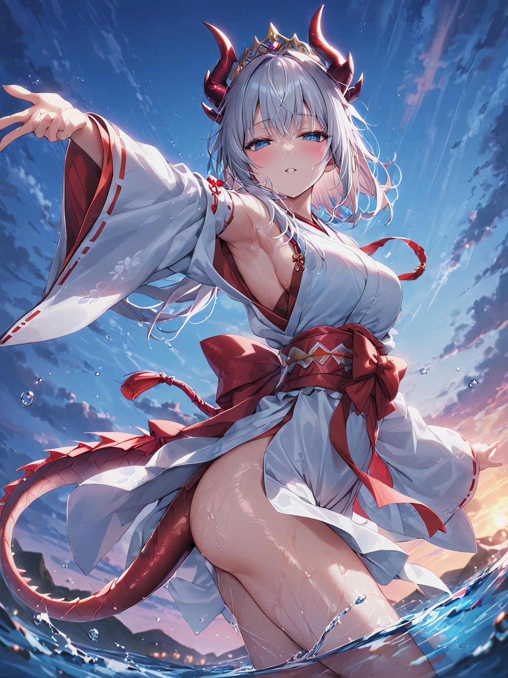 踊りを奉納するドラゴン娘