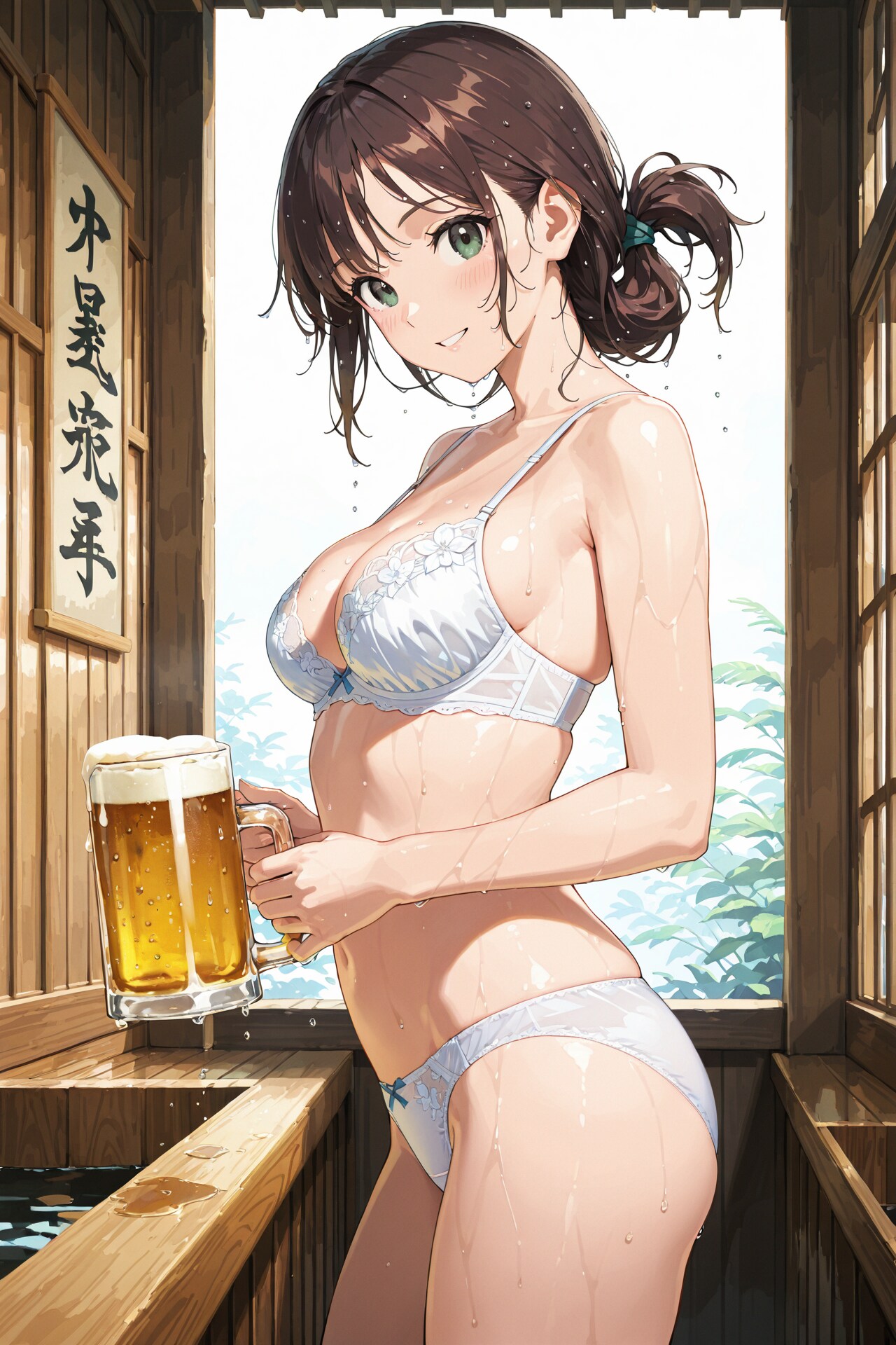 温泉地、下着姿で乾杯 Z207