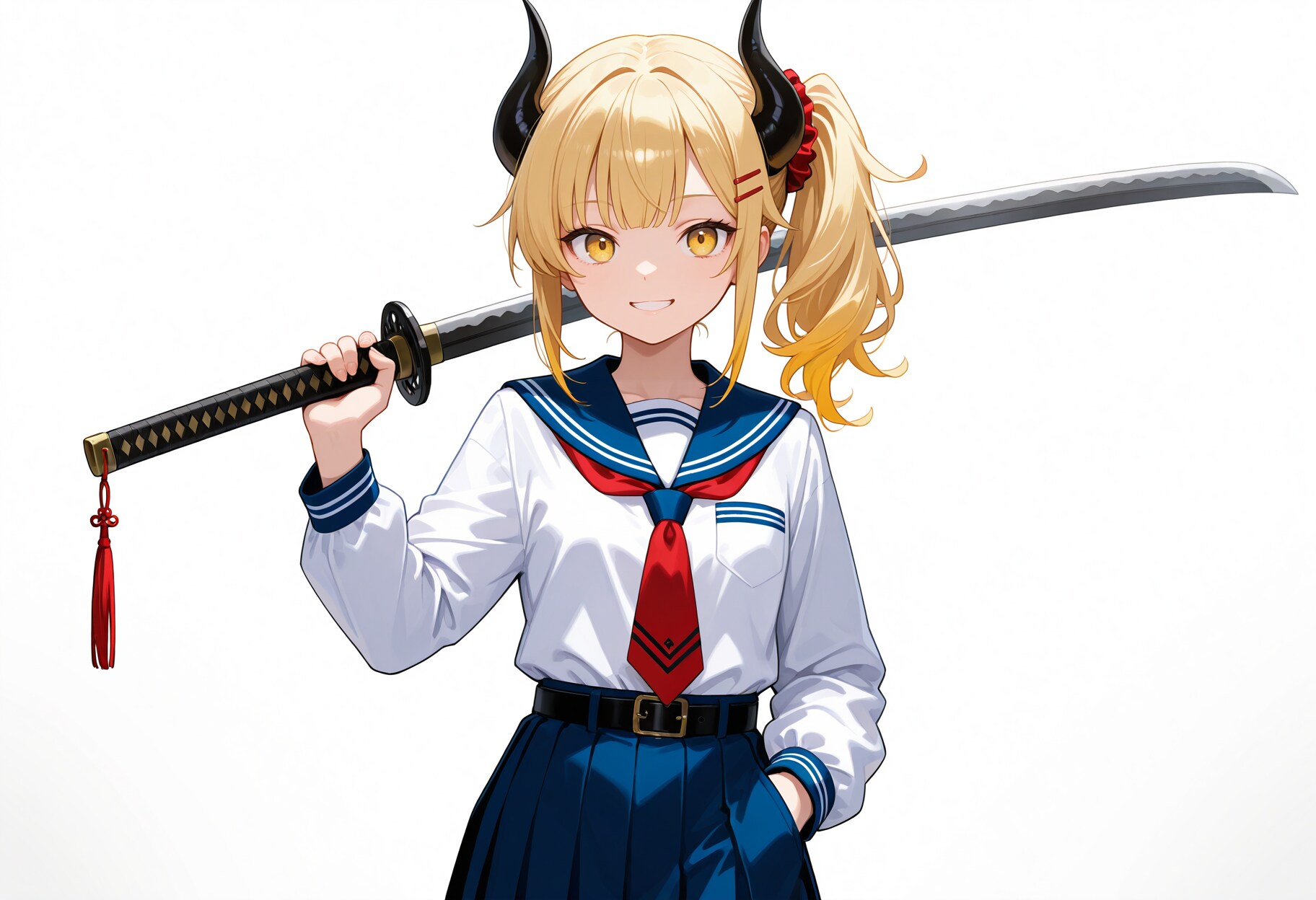 刀とセーラー服女鬼高生さん | の人気AIイラスト・グラビア