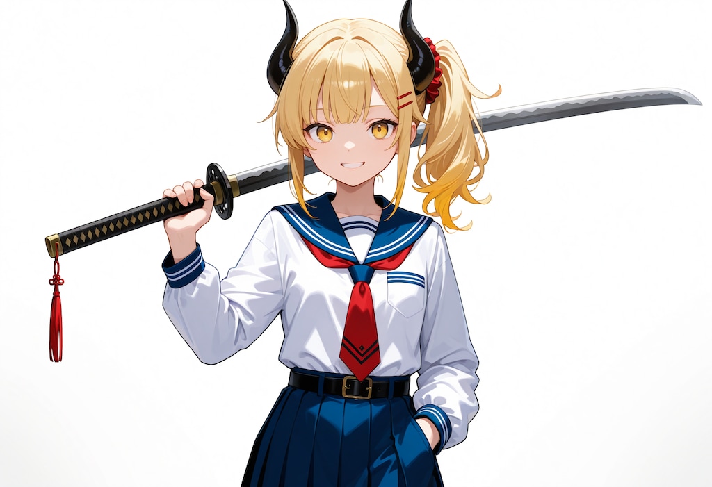 刀とセーラー服女鬼高生さん