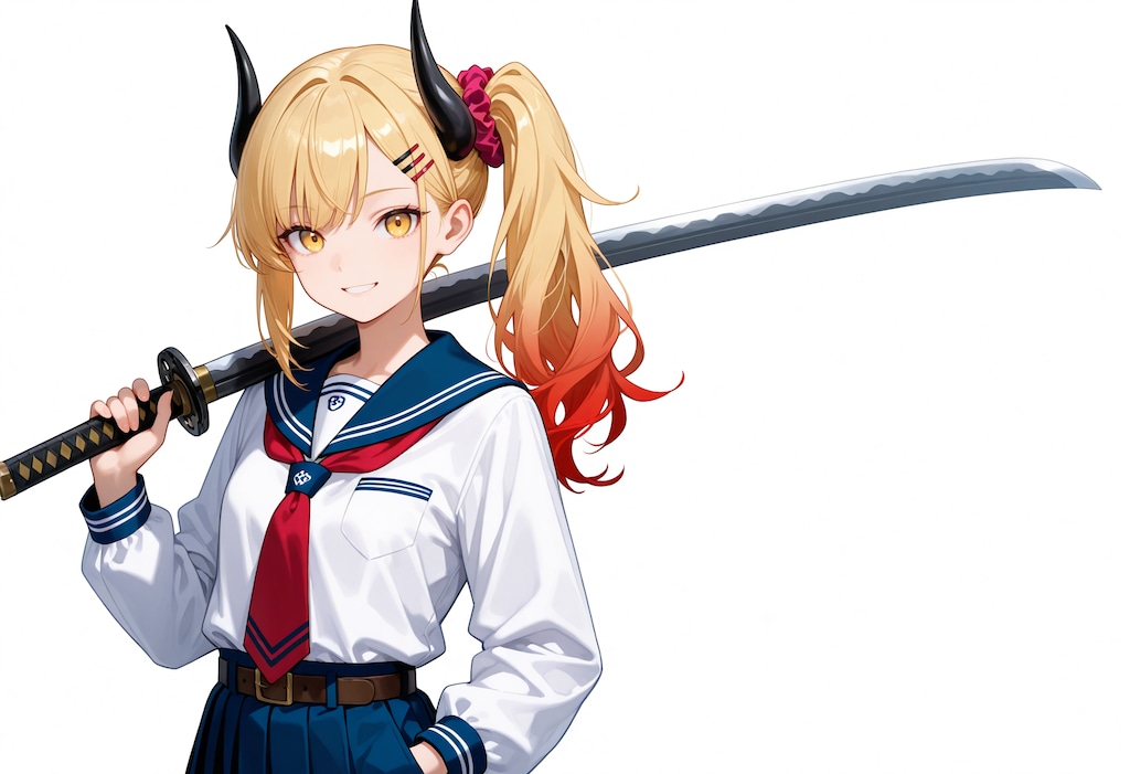 刀とセーラー服女鬼高生さん