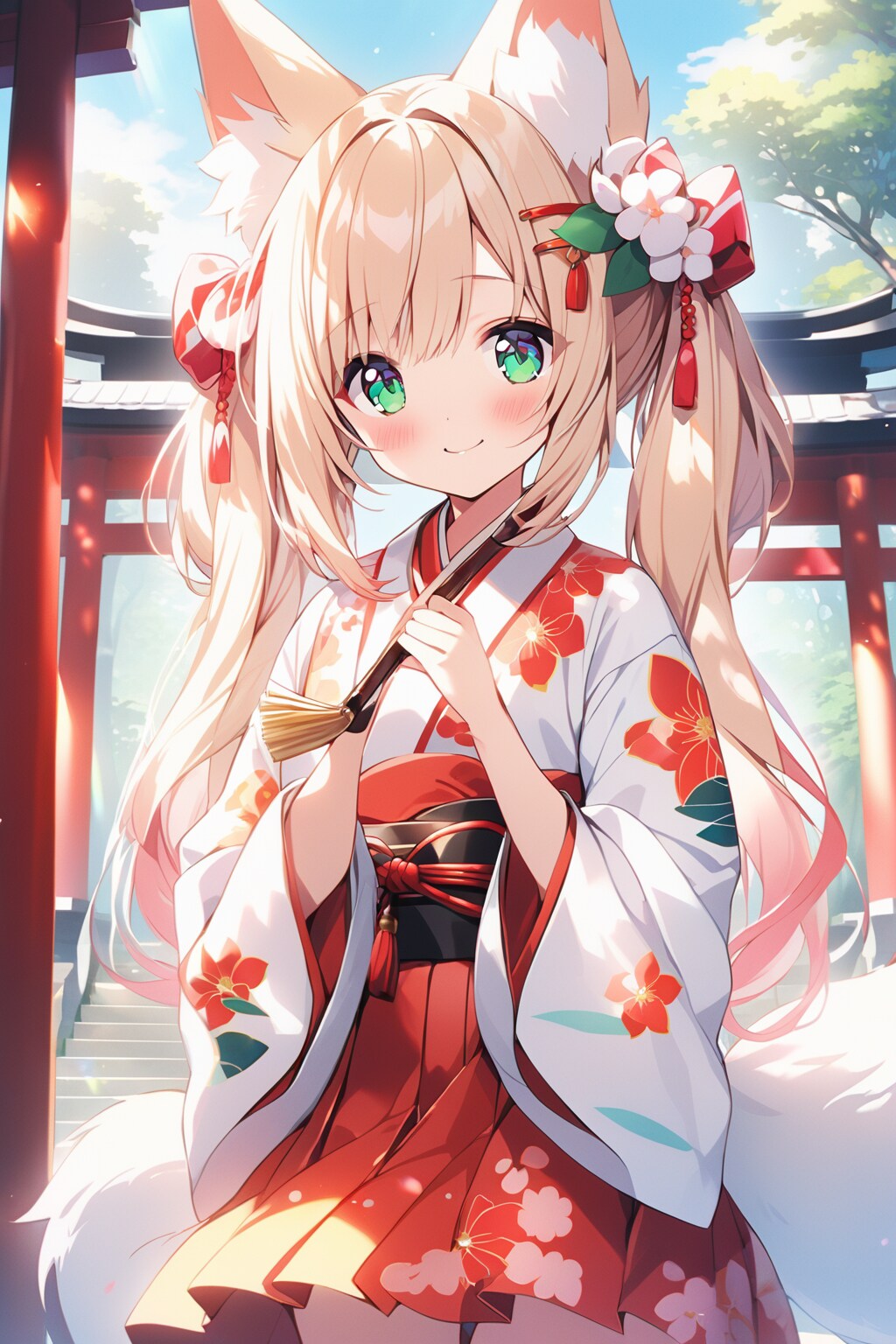 ケモ耳巫女さん | の人気AIイラスト・グラビア