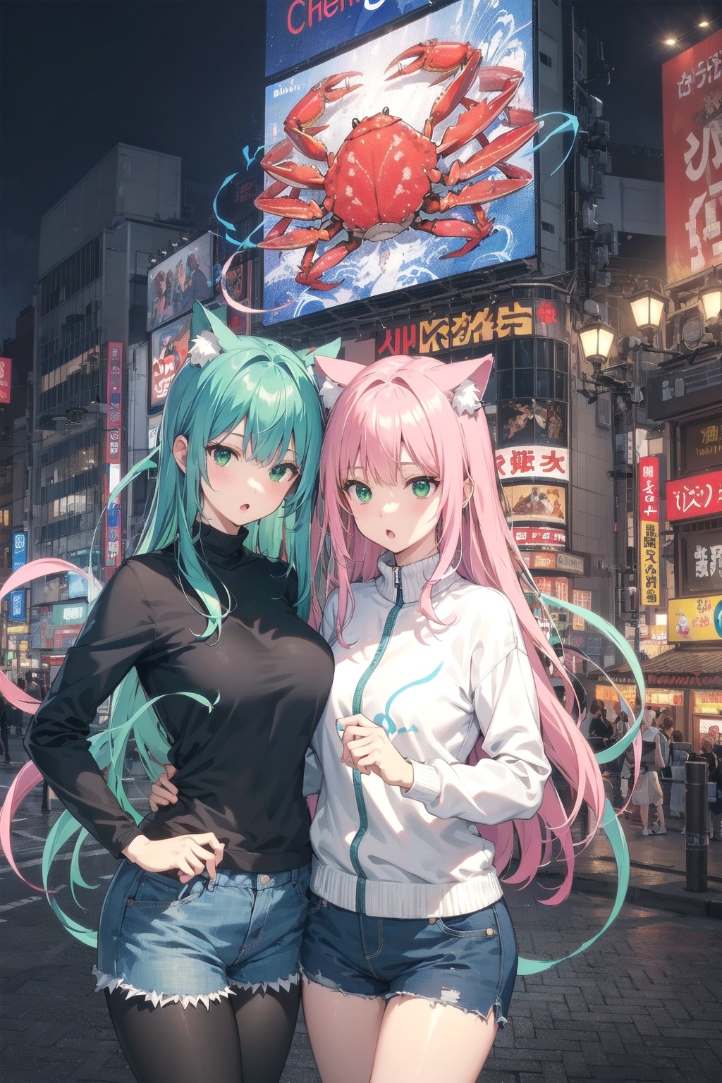 大阪旅行に来た猫耳姉妹🐱🐱✨
