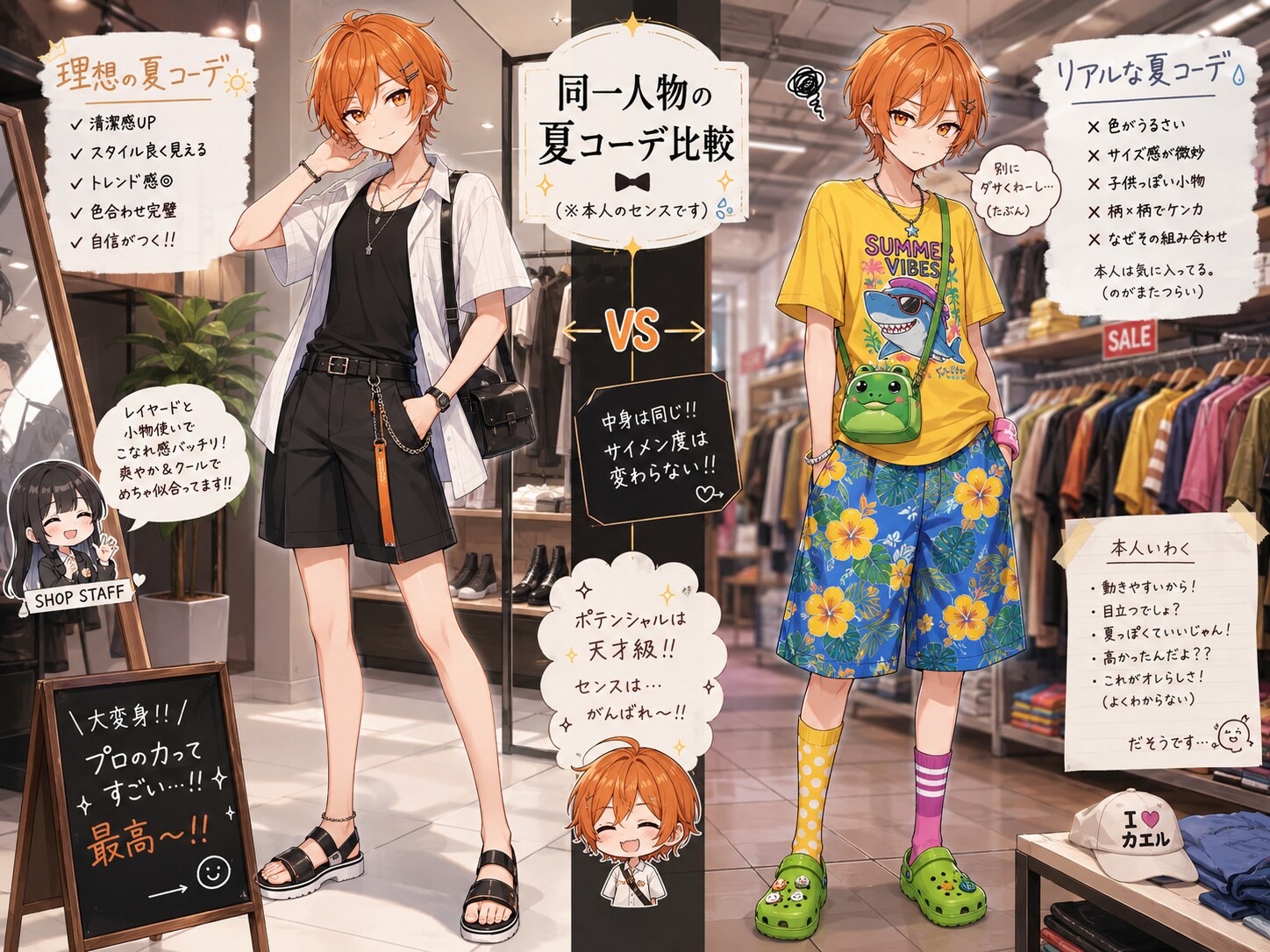 理想と現実の夏コーデ比較！
