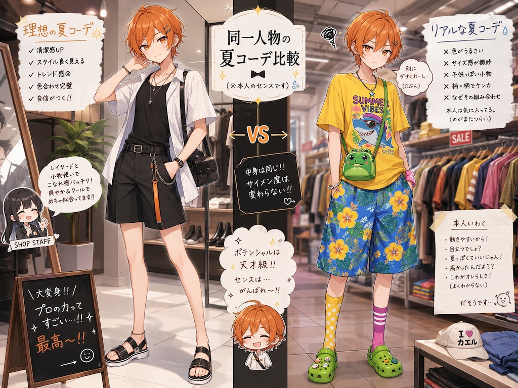 理想と現実の夏コーデ比較！