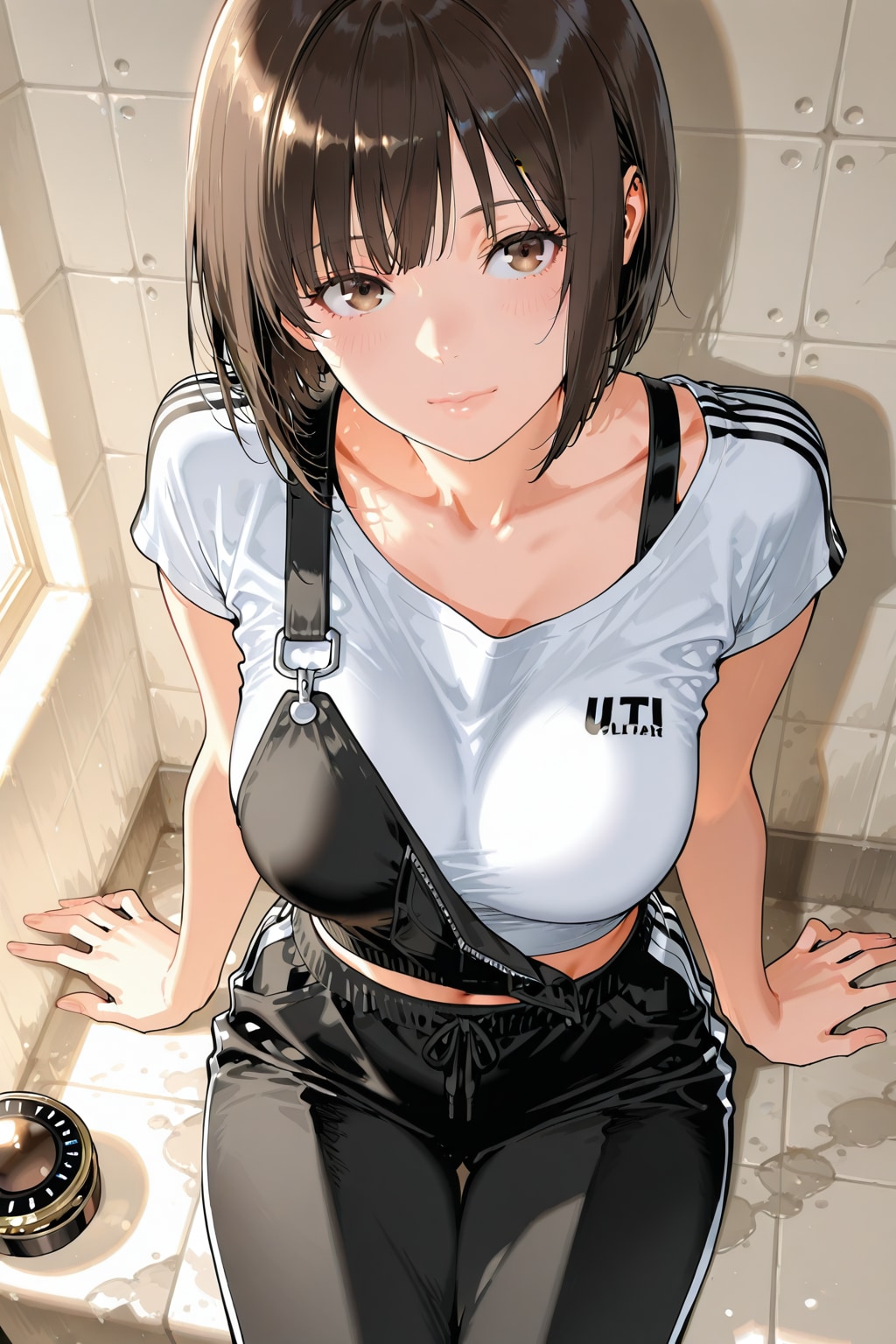 休憩中のスポーツ少女