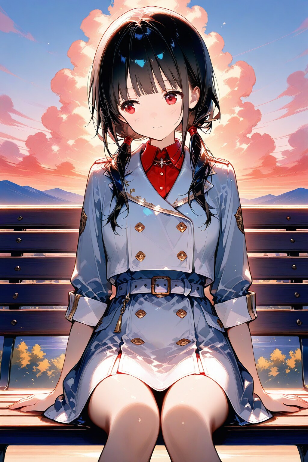 ダブルブレストのシャツ + スカートパンツ