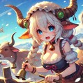 美少女ファンタジー、牧場で働くモン娘牛娘のバストアップショット構図 3枚目