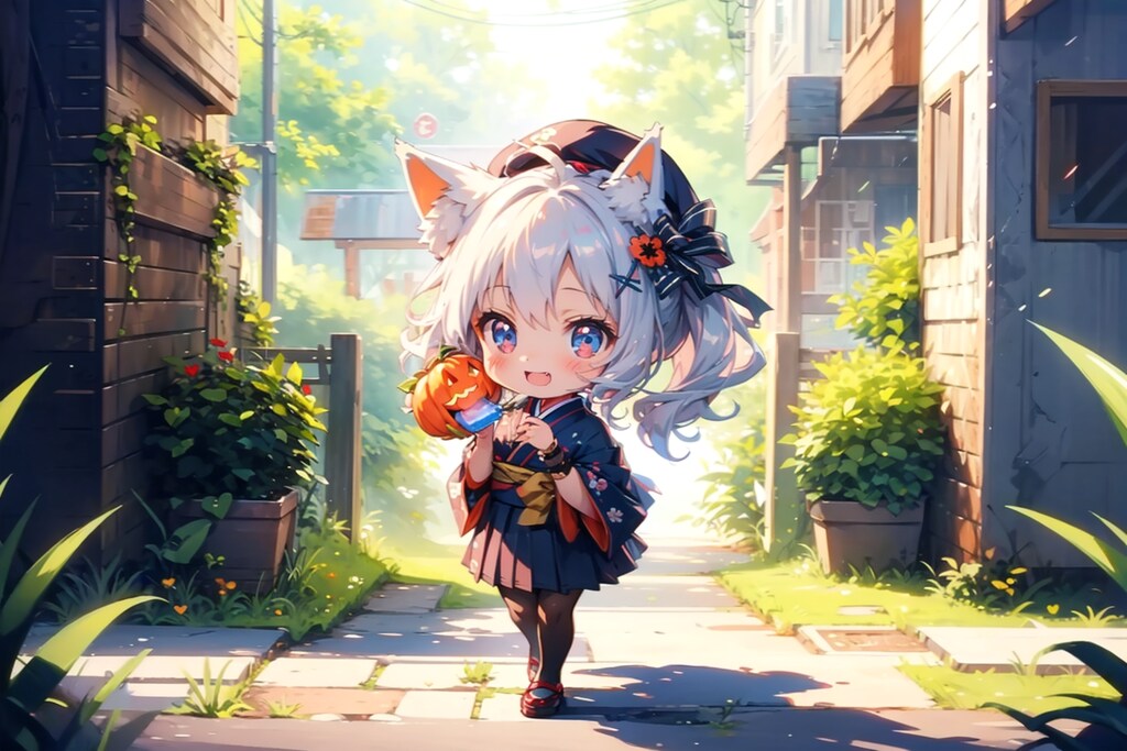 バスケットに入ってみた、庭と玄関先。