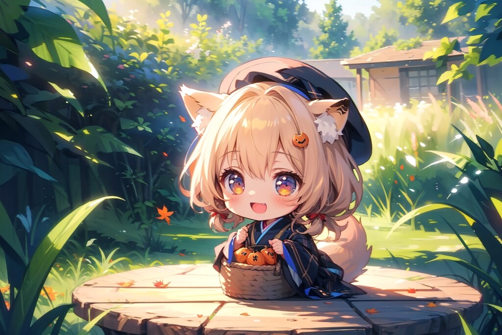 バスケットに入ってみた、庭と玄関先。