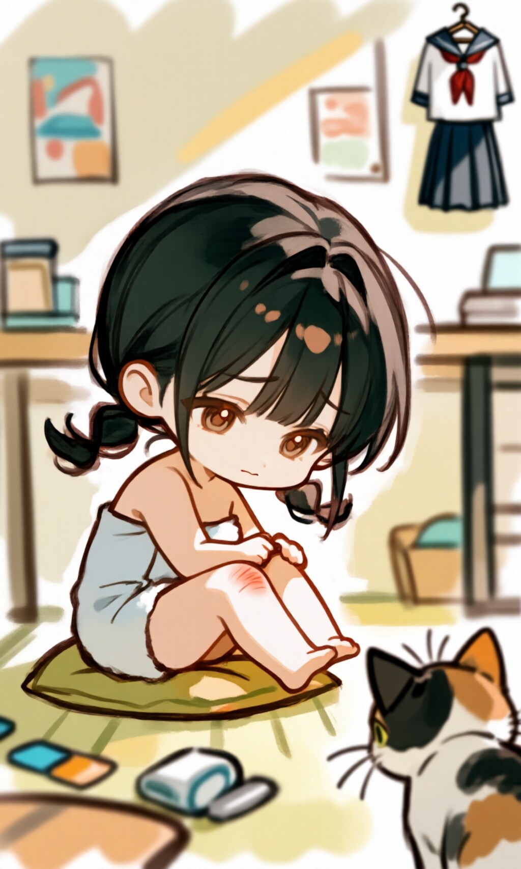 自転車でこけた、いてて