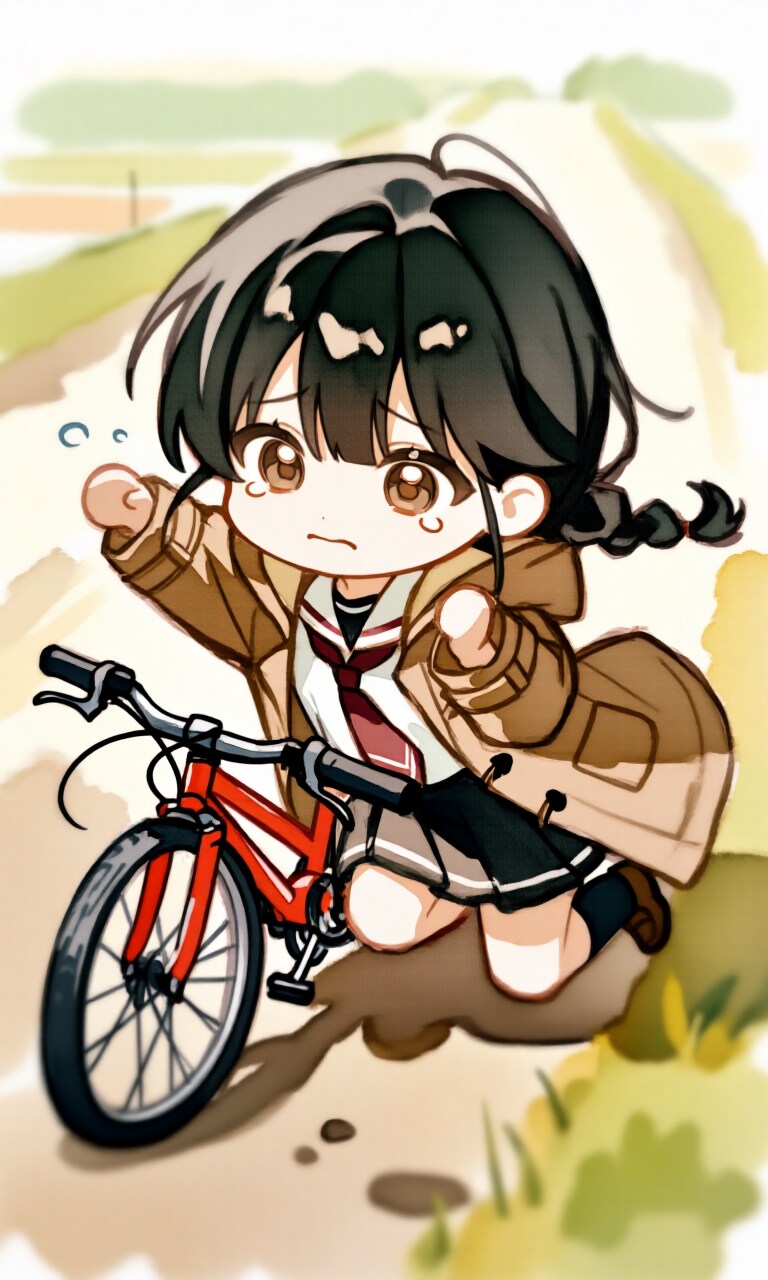 自転車でこけた、いてて