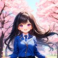新学期のうちの子と、桜並木＊(3枚) 2枚目