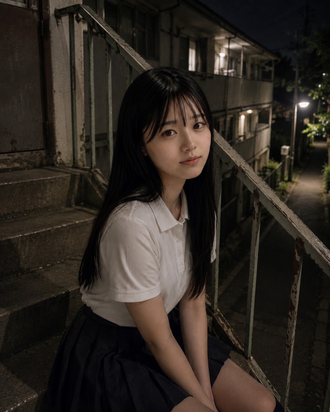 階段にて