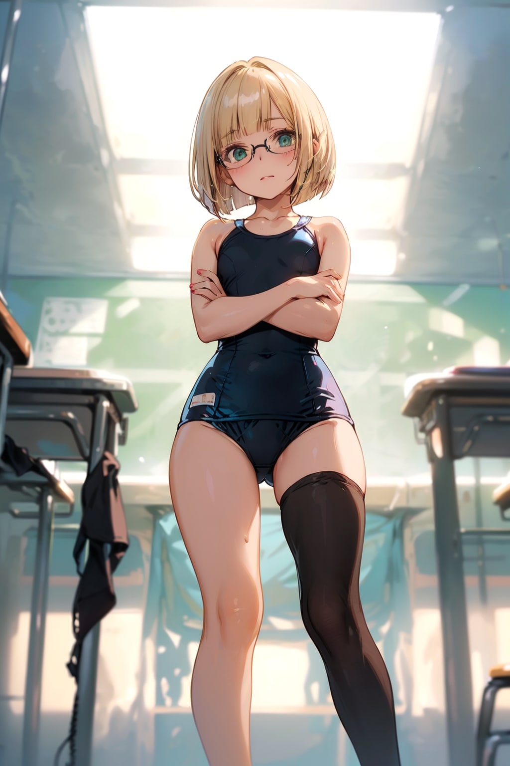 スク水タイツの眼鏡っ娘