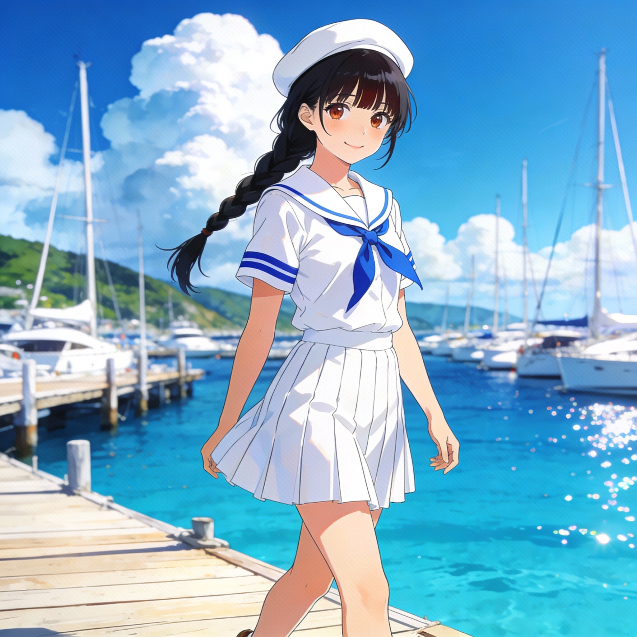 ヨットハーバーの少女