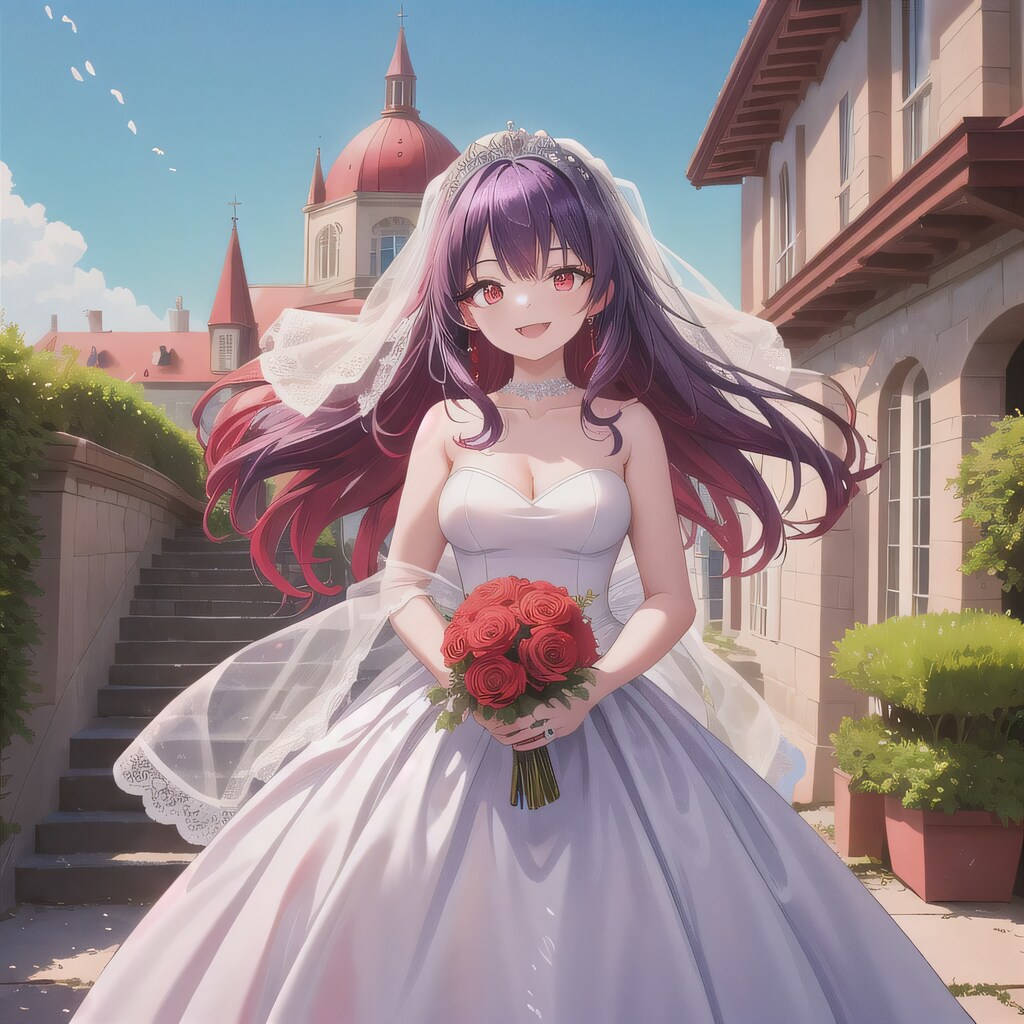 紫髪ロングでウェディングドレスの少女９