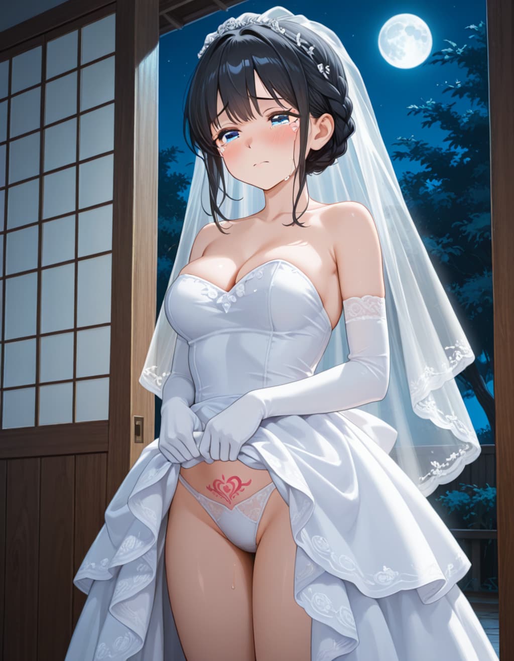 ウェディングドレスの葵さんと淫紋
