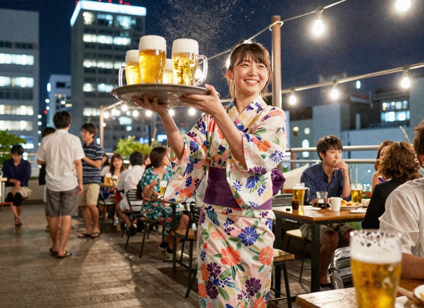 素敵な店員さん（ビアガーデンで浴衣）