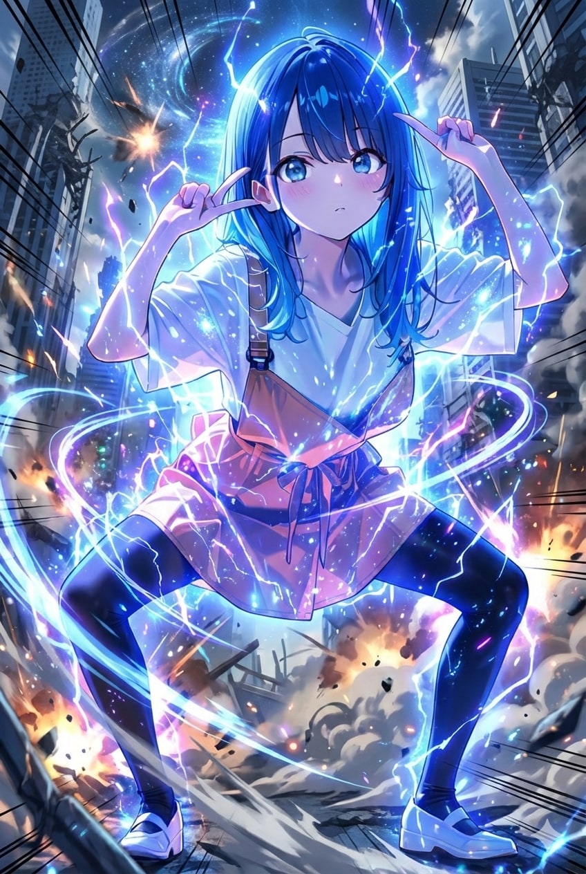 エフェクトと青髪ちゃん | の人気AIイラスト・グラビア