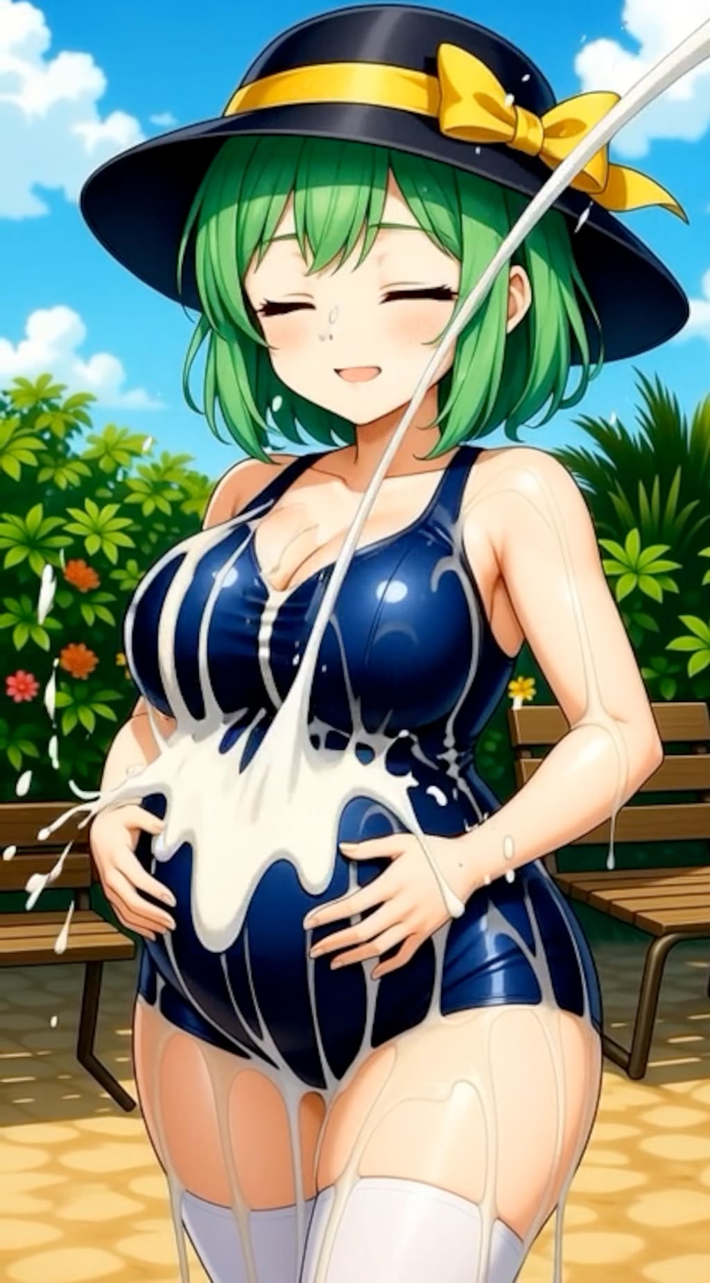 スク水こいしちゃんに3連ぶっかけ