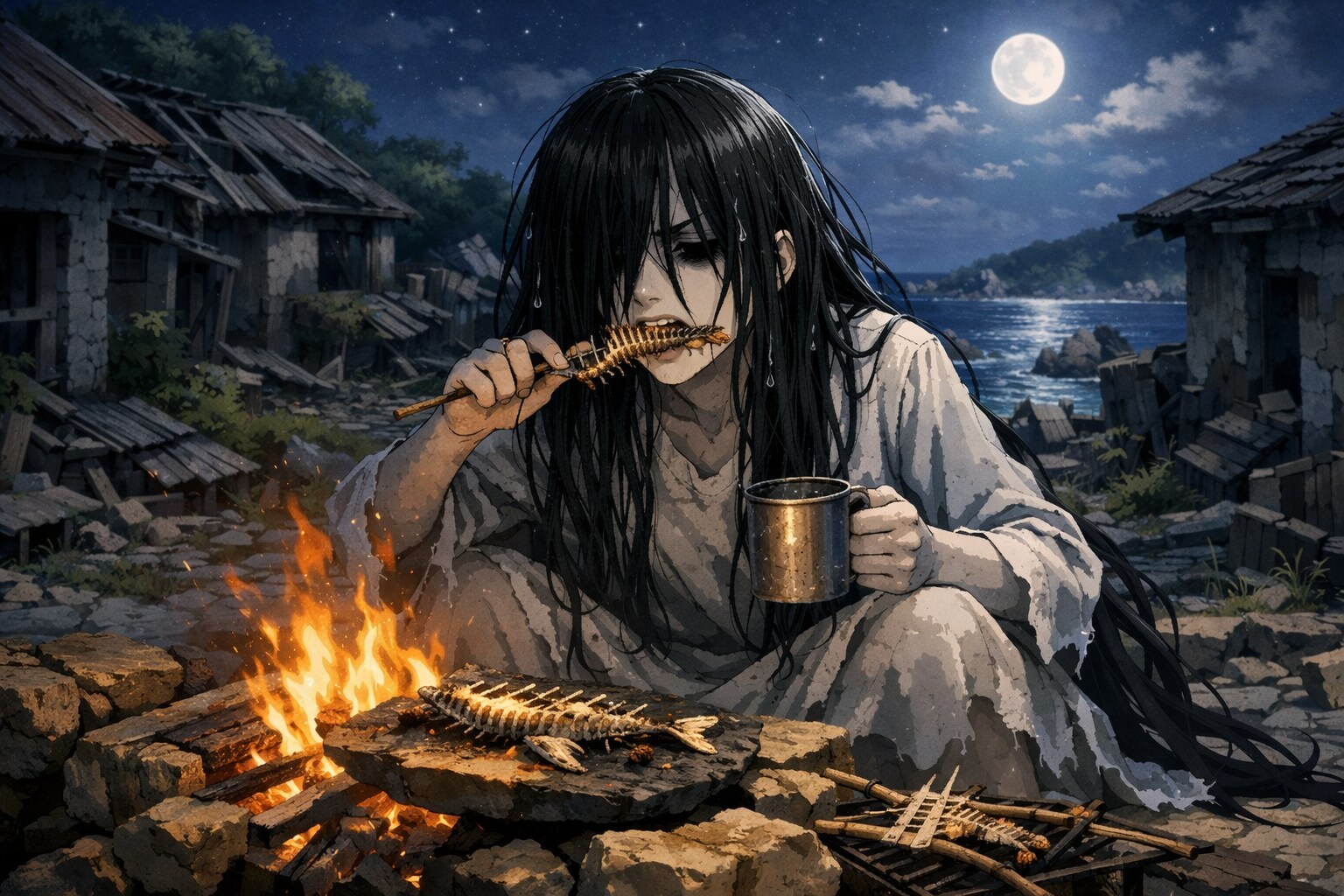 貞子、サバイバル飯！ | の人気AIイラスト・グラビア