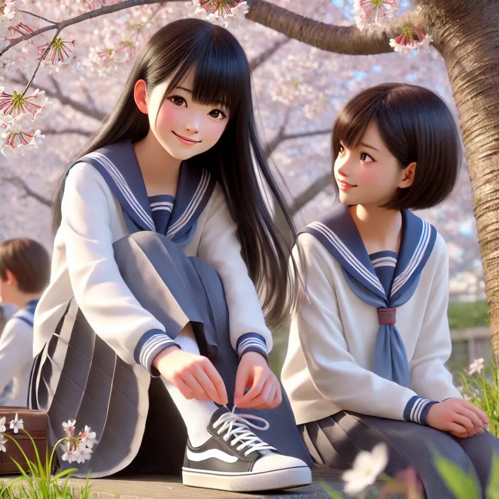 桜の木の下で