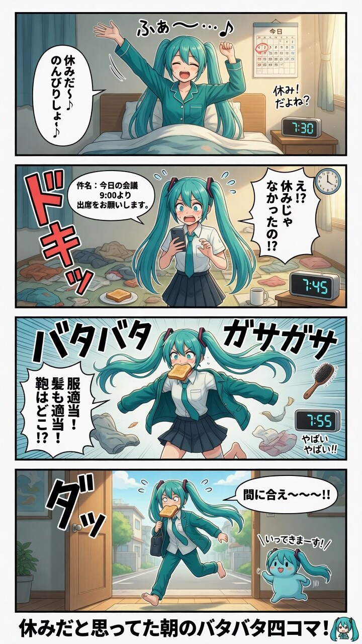 休みではなかった朝😁