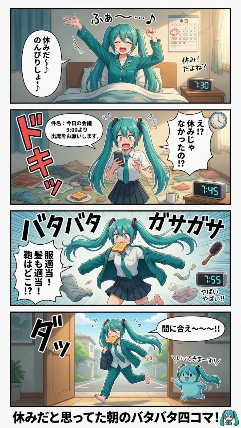 休みではなかった朝😁