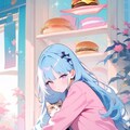 青髪ちゃんと猫とハンバーガー 3枚目
