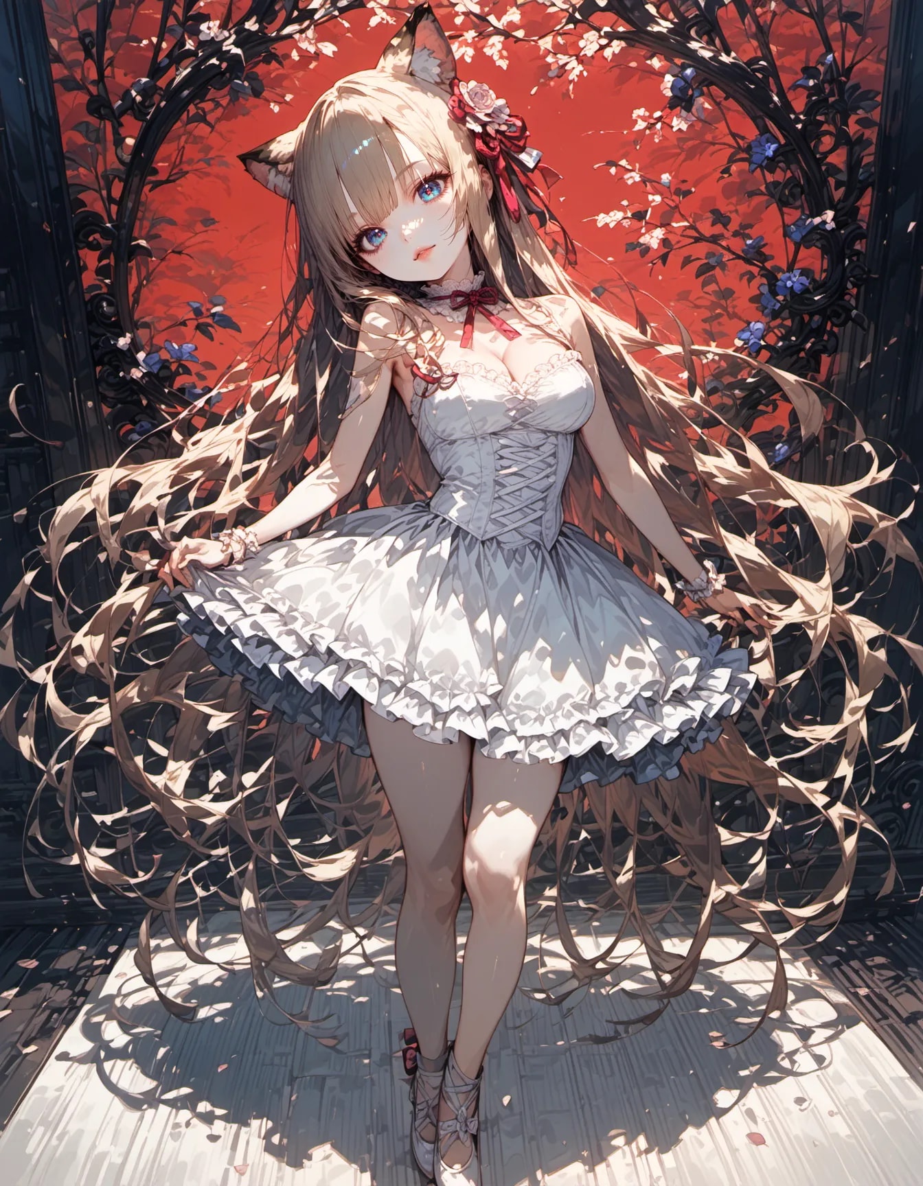 White Lace Against the Crimson | の人気AIイラスト・グラビア