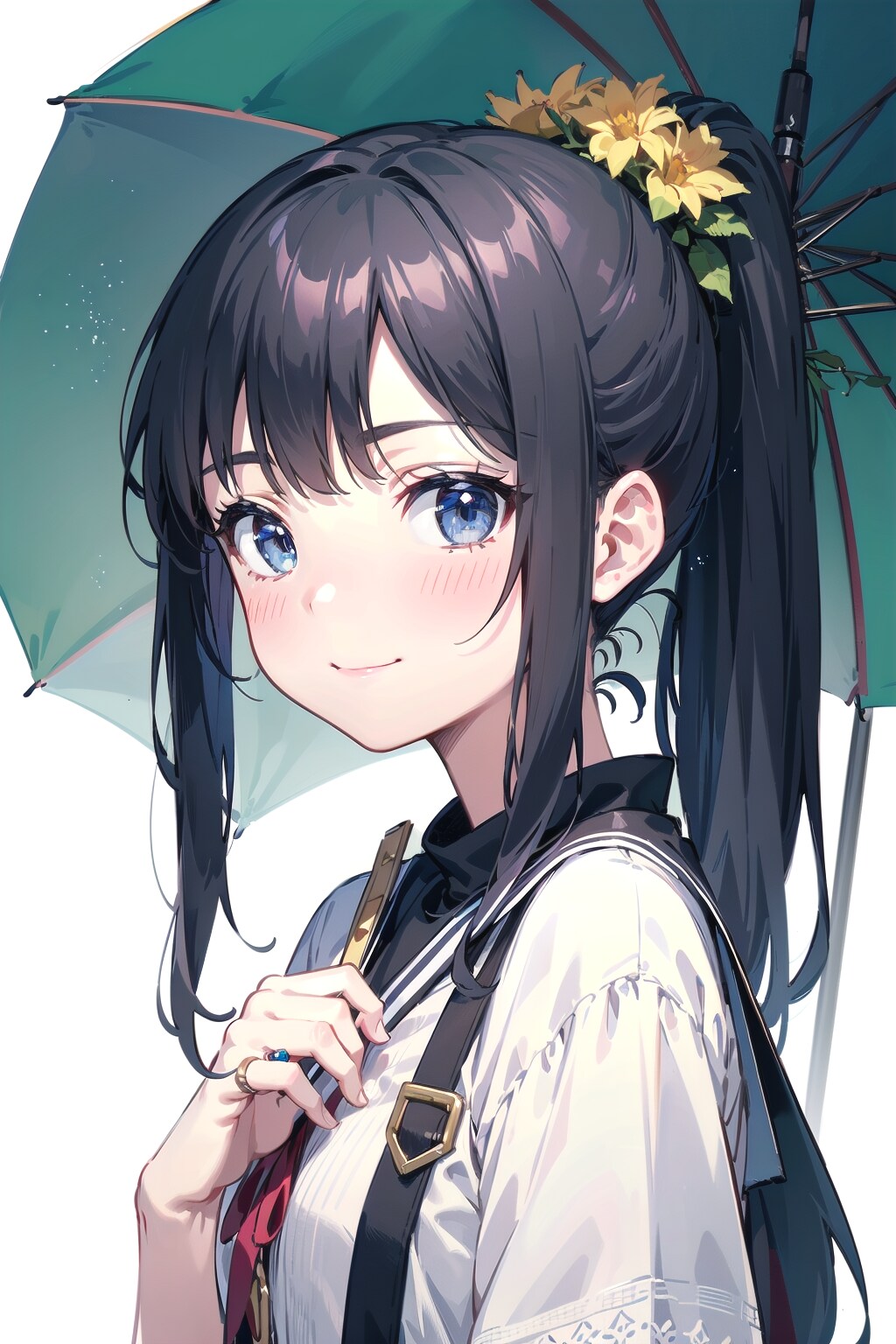 傘とポニーテール