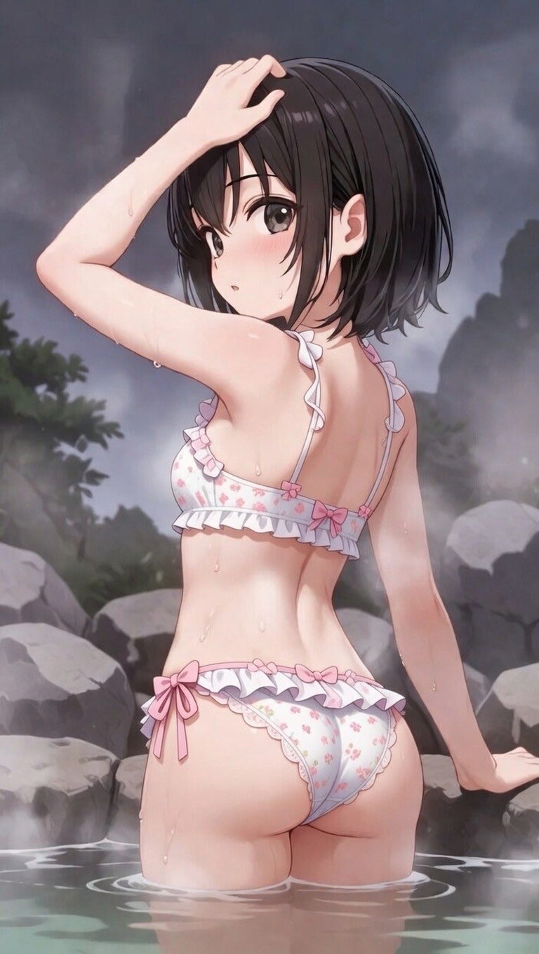 温泉で水着色々