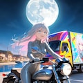 銀色?のライダースーツでバイクを跳ばす鈴木蘭さん 2枚目