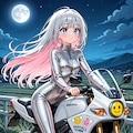 銀色?のライダースーツでバイクを跳ばす鈴木蘭さん 6枚目