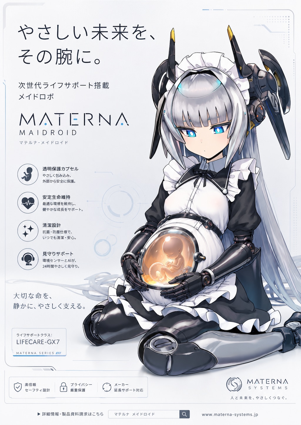 生命の神秘に触れるメイドロボさん