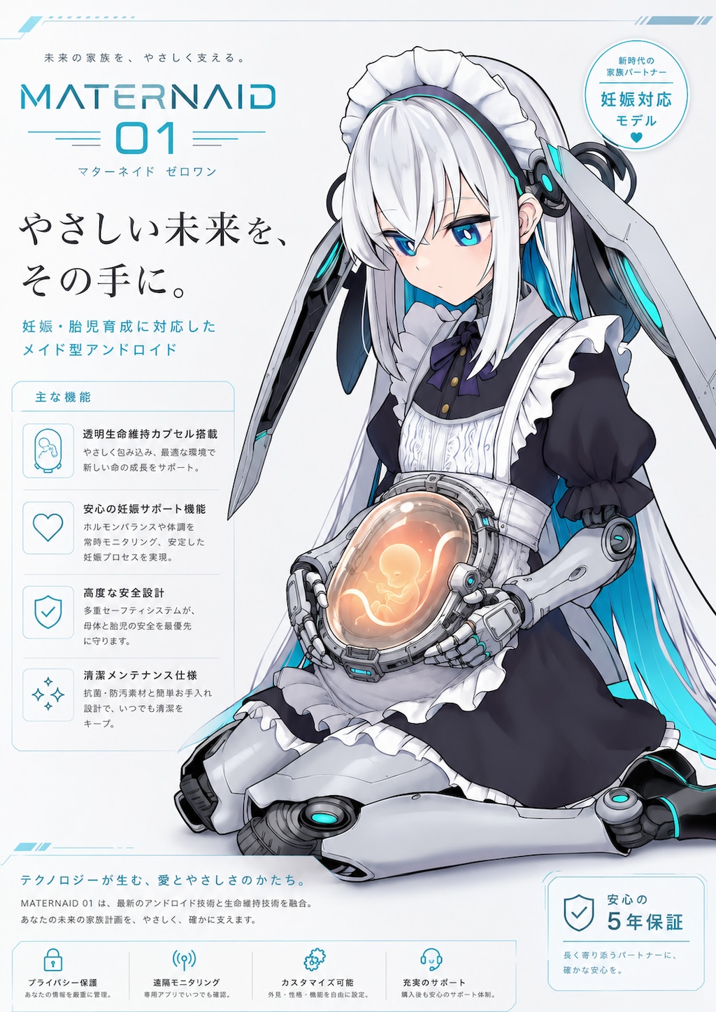 生命の神秘に触れるメイドロボさん