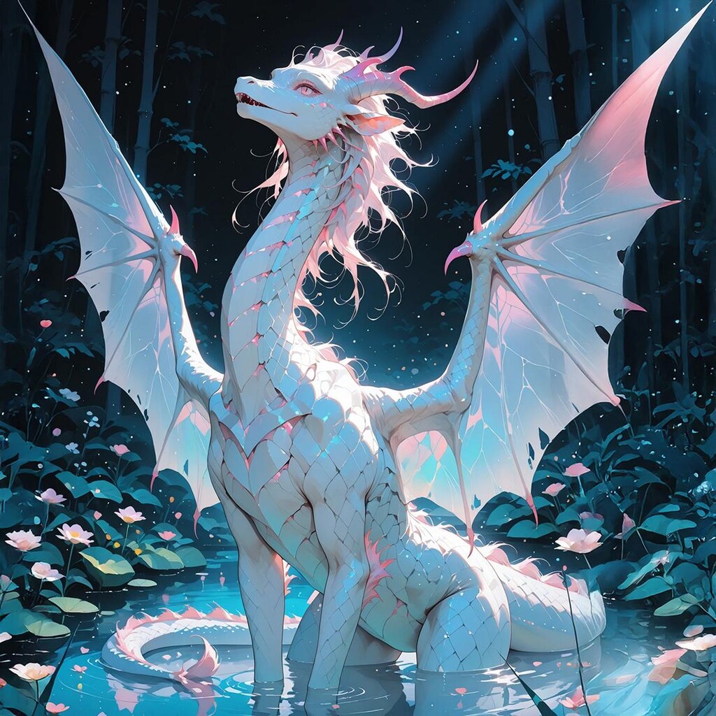 池の中のホワイトドラゴン