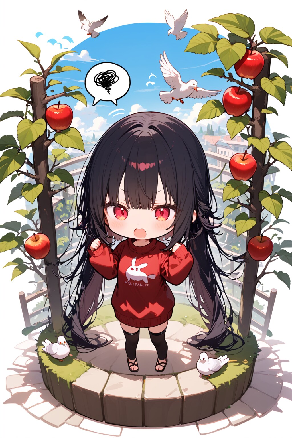 黒髪ちゃんとリンゴ | の人気AIイラスト・グラビア