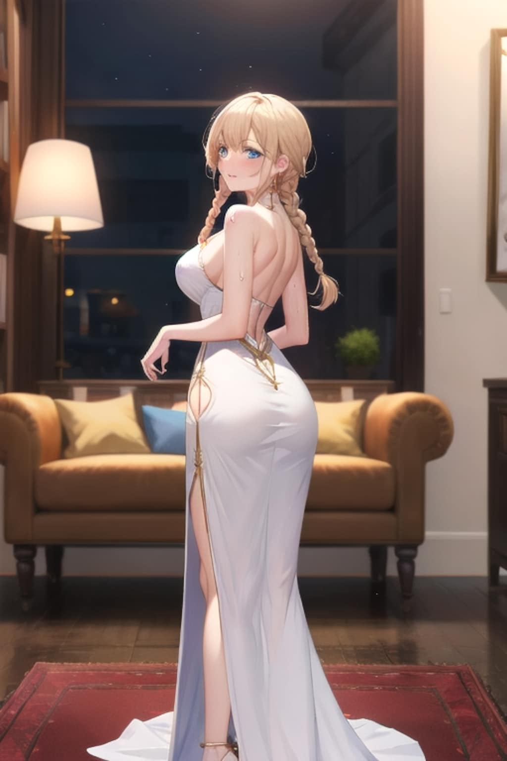 振り向き美人女神（白）