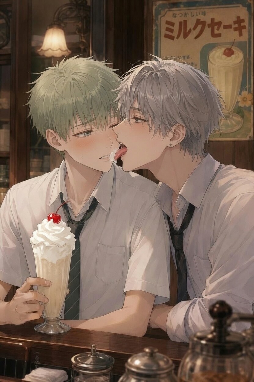 喫茶店のカウンターでニプルキス
