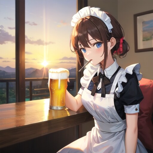 朝からビールのメイド | の人気AIイラスト・グラビア