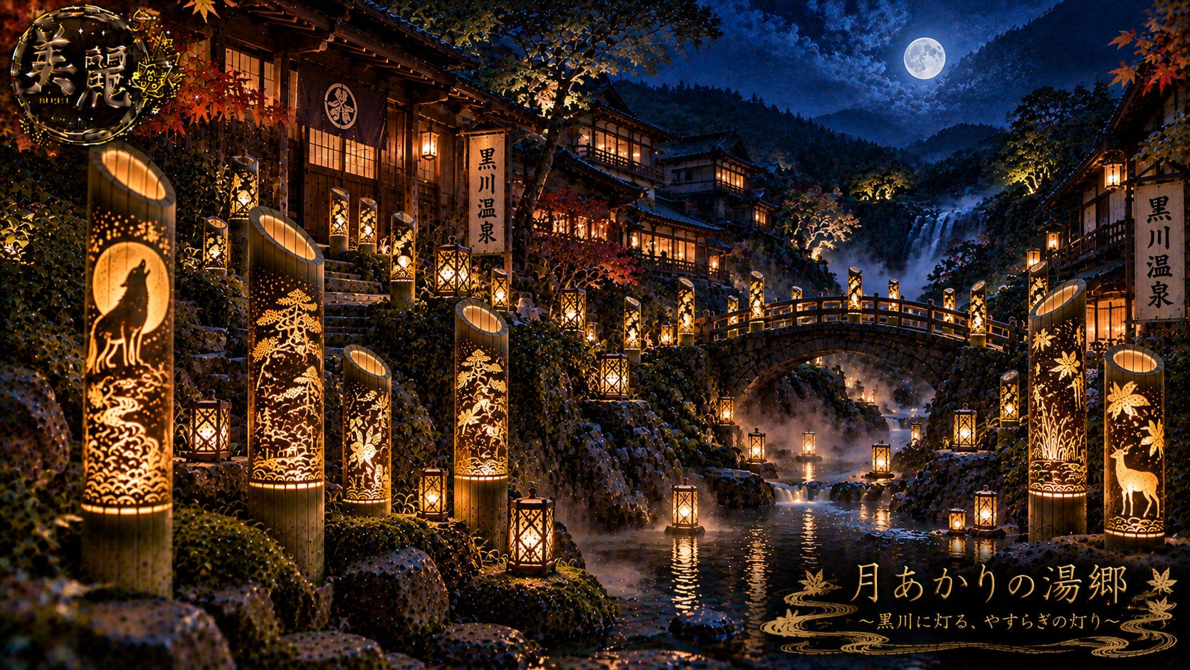 Bamboo Lanterns with Openwork Carving / 竹灯り・透かし彫りアート #patreon #ChatGPT #customGPT #GPTs #美麗 #竹灯り #Ba | の人気AIイラスト・グラビア