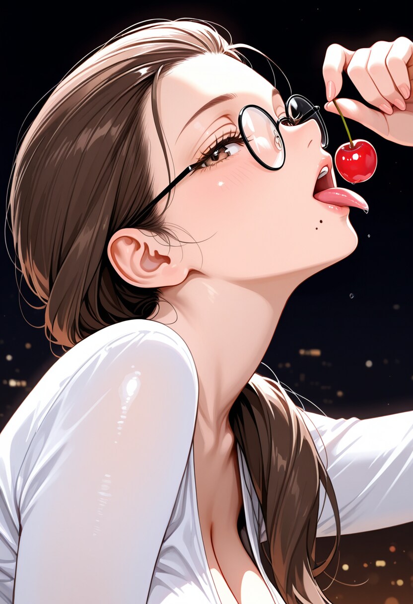 さくらんぼと横顔