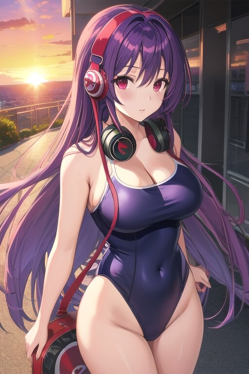 紫のスク水さん