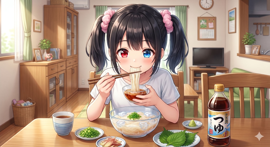 今日のお昼はそうめんです