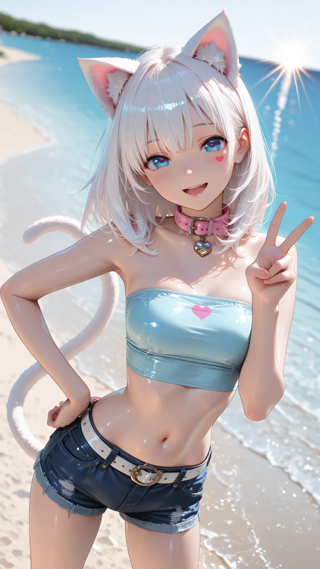 パステルピンクの首輪