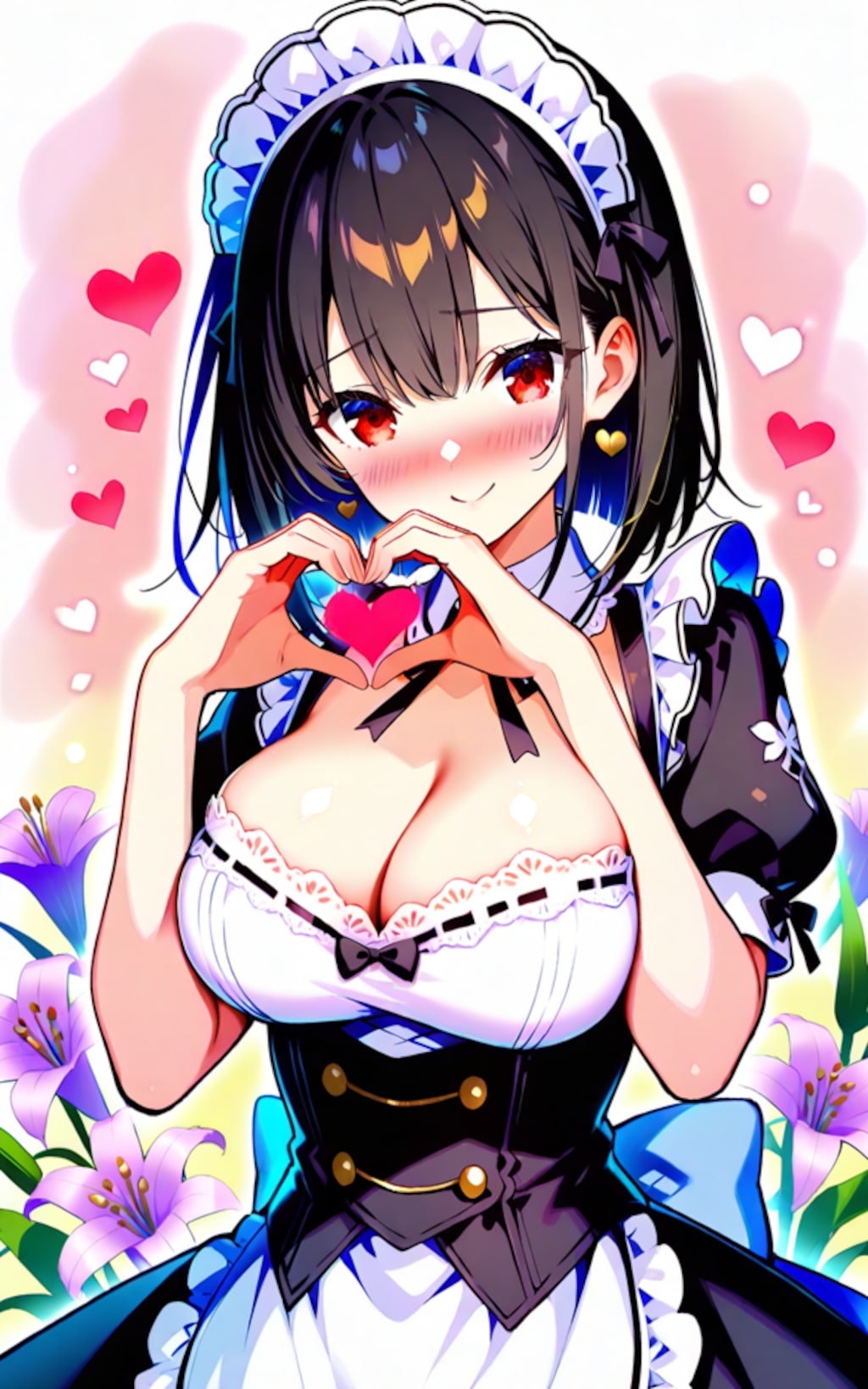 百合と黒髪メイド