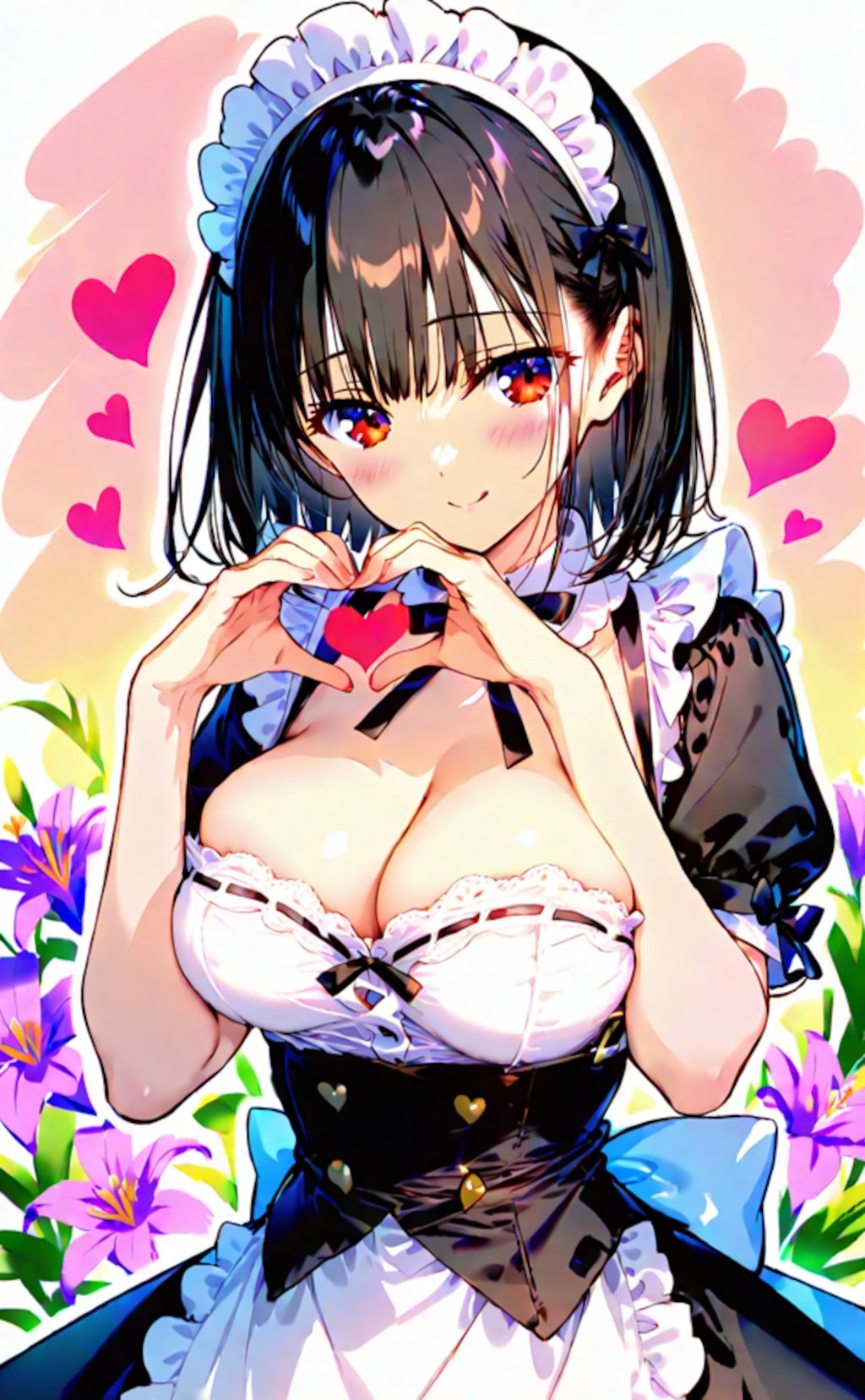 百合と黒髪メイド